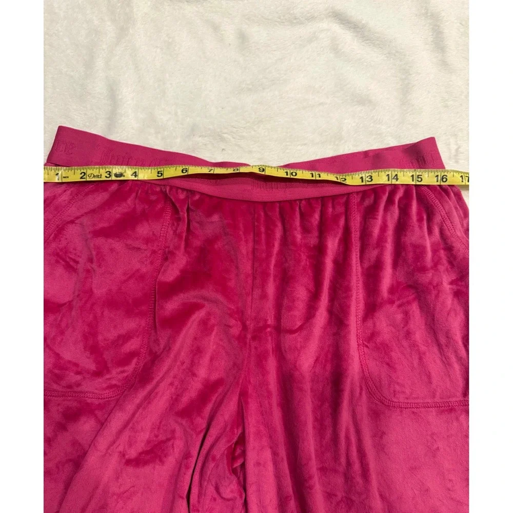 Juicy Couture Pink Velour Rhinestone Logo Loungewear Joggers Pants L 3263-118